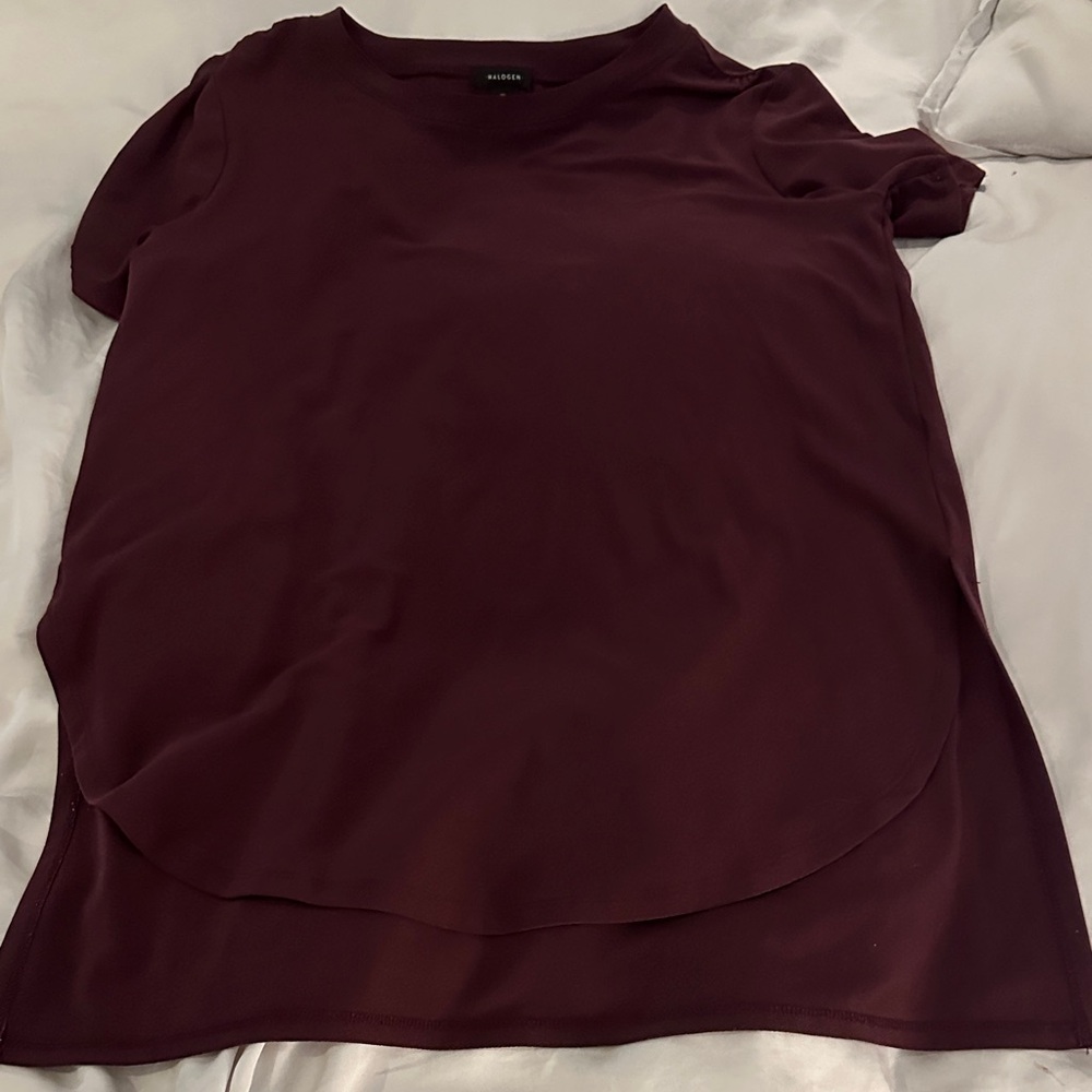 Halogen Burgundy Short-Sleeve Blouse